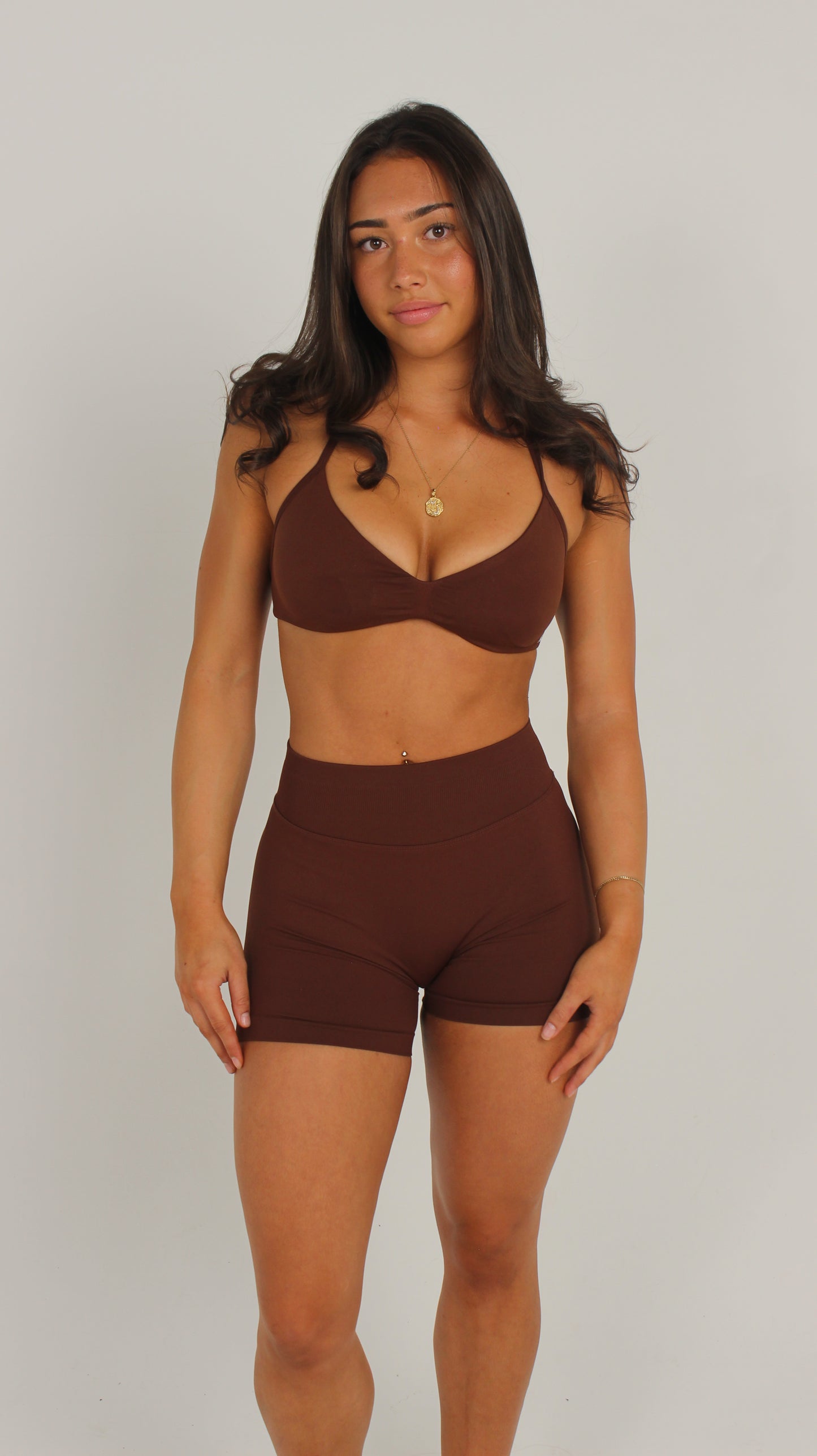 Backless Halter Bra - Dark Brown